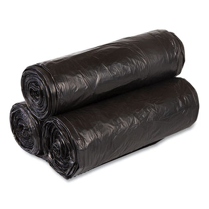 High-density Commercial Can Liners, 55 Gal, 22.1 Mic, 36" X 60", Black, 25 Bags/roll, 6 Interleaved Rolls/carton