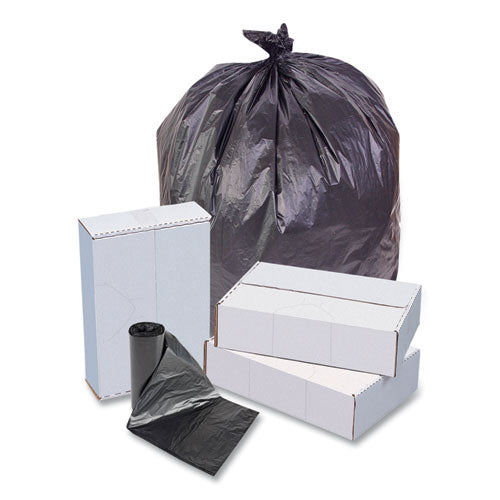 High-density Commercial Can Liners, 55 Gal, 22.1 Mic, 36" X 60", Black, 25 Bags/roll, 6 Interleaved Rolls/carton