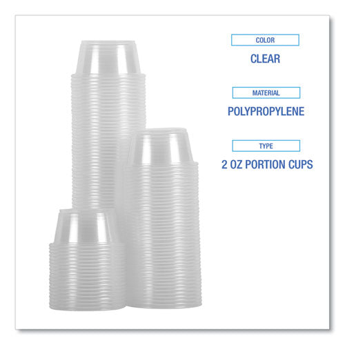 Souffle/portion Cups, 2 Oz, Polypropylene, Clear, 20 Cups/sleeve, 125 Sleeves/carton