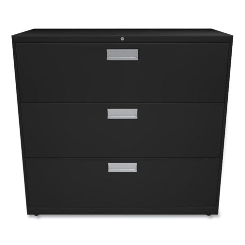 Brigade 600 Series Lateral File, 3 Legal/letter-size File Drawers, Black, 42" X 18" X 39.13"