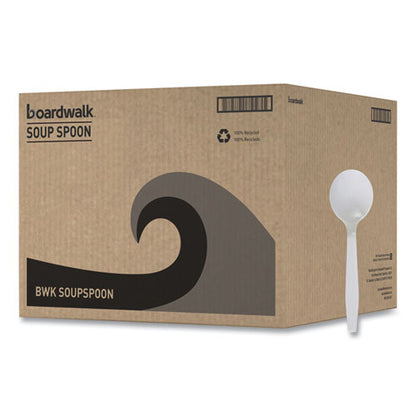 Mediumweight Polystyrene Cutlery, Soup Spoon, White, 1,000/carton