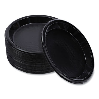 Hi-impact Plastic Dinnerware, Plate, 10" Dia, Black, 125/sleeve, 4 Sleeves/carton