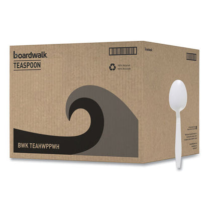 Heavyweight Polypropylene Cutlery, Teaspoon, White, 1000/carton