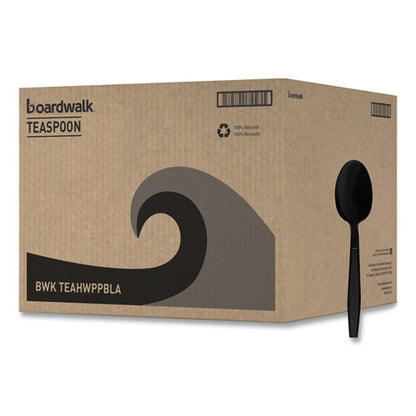 Heavyweight Polypropylene Cutlery, Teaspoon, Black, 1000/carton