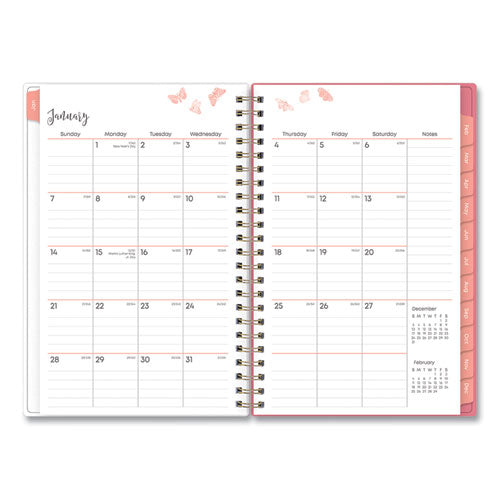 Fly By Frosted Weekly/monthly Planner, Fly By Butterflies Artwork, 8 X 5, Blush/pink Cover, 12-month (jan To Dec): 2024