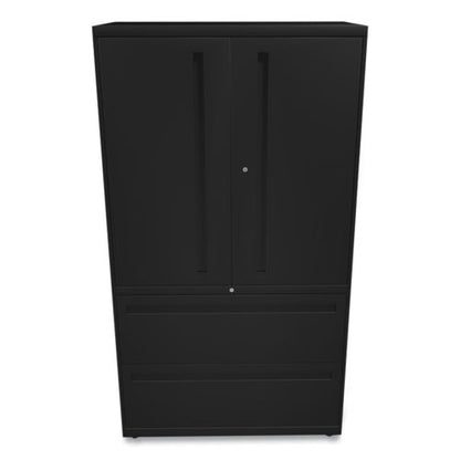 Brigade 700 Series Lateral File, Three-shelf Enclosed Storage, 2 Legal/letter-size File Drawers, Black, 36" X 18" X 64.25"