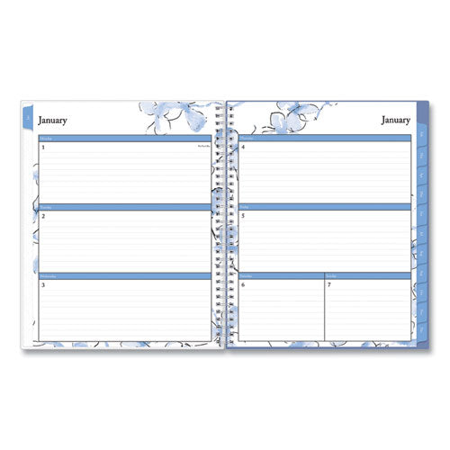 Lindley Weekly/monthly Planner, Lindley Floral Artwork, 11 X 8.5, White/blue/green Cover, 12-month (jan To Dec): 2024