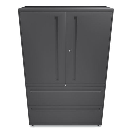 Brigade 700 Series Lateral File, Three-shelf Enclosed Storage, 2 Legal/letter-size File Drawers, Charcoal, 42" X 18" X 64.25"