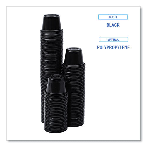 Souffle/portion Cups, 1 Oz, Polypropylene, Black, 20 Cups/sleeve, 125 Sleeves/carton