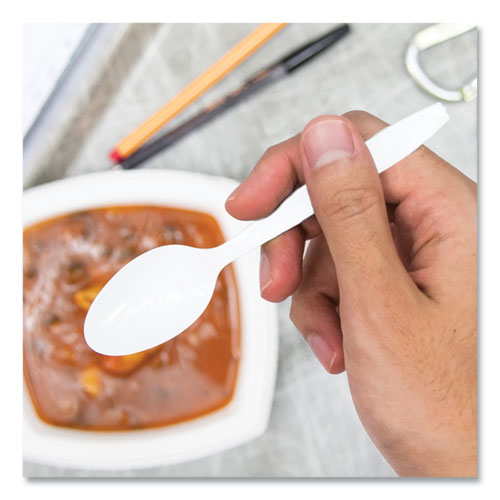 Impress Heavyweight Full-length Polystyrene Cutlery, Teaspoon, White, 100/box, 10 Boxes/carton