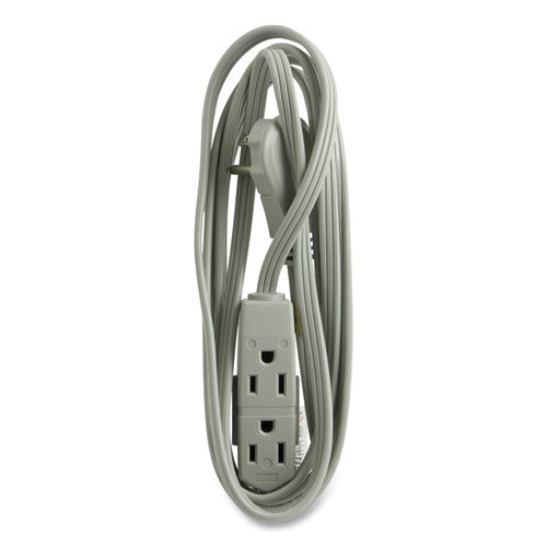 Power Strip, 3 Outlets, 8 Ft Cord, Gray