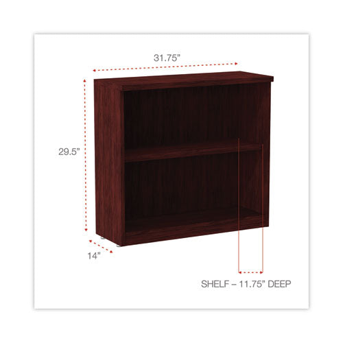 Alera Valencia Series Bookcase, Two-shelf, 31.75w X 14d X 29.5h, Mahogany