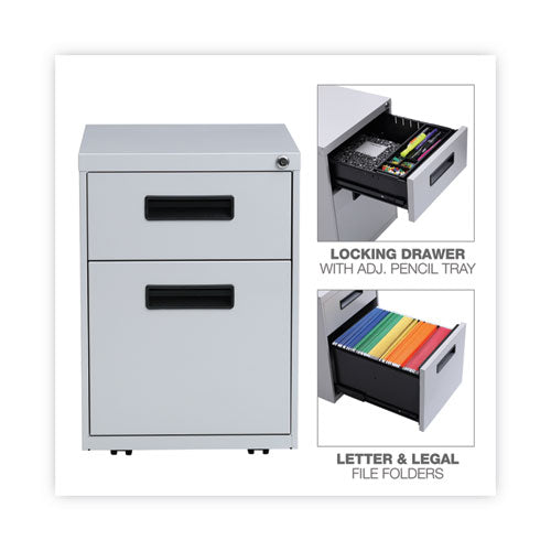 File Pedestal, Left Or Right, 2-drawers: Box/file, Legal/letter, Light Gray, 14.96" X 19.29" X 21.65"