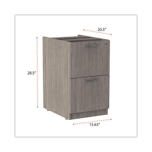 Alera Valencia Series Full Pedestal File, Left Or Right, 2 Legal/letter-size File Drawers, Gray, 15.63" X 20.5" X 28.5"