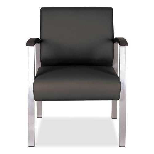 Alera Metalounge Series Mid-back Guest Chair, 24.6" X 26.96" X 33.46", Black Seat, Black Back, Silver Base