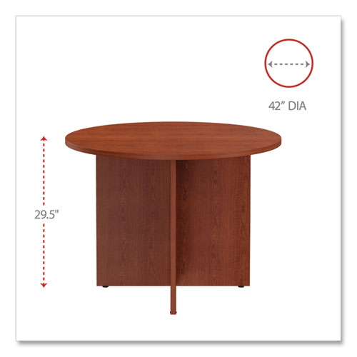 Alera Valencia Round Conference Table With Legs, 42" Diameter X 29.5h, Medium Cherry