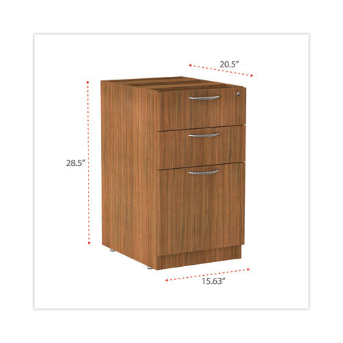 Alera Valencia Series Full Pedestal File, Left/right, 3-drawer: Box/box/file, Legal/letter, Modern Walnut,15.63 X 20.5 X 28.5