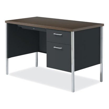 Single Pedestal Steel Desk, 45.25" X 24" X 29.5", Mocha/black