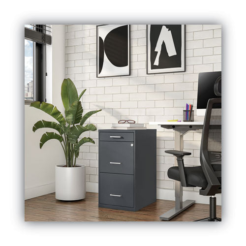 Soho Vertical File Cabinet, 3 Drawers: Pencil/file/file, Letter, Charcoal, 14" X 18" X 26.9"