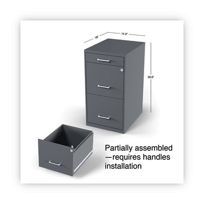 Soho Vertical File Cabinet, 3 Drawers: Pencil/file/file, Letter, Charcoal, 14" X 18" X 26.9"
