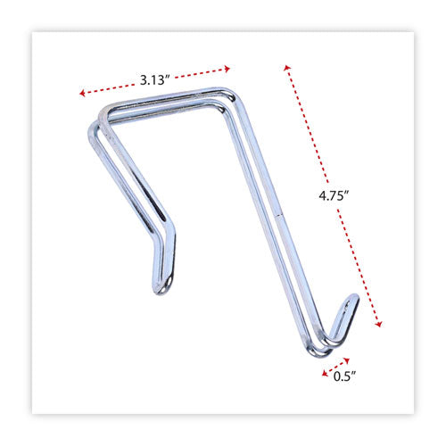 Single Sided Partition Garment Hook, Steel, 0.5 X 3.13 X 4.75, Over-the-door/over-the-panel Mount, Silver, 2/pack
