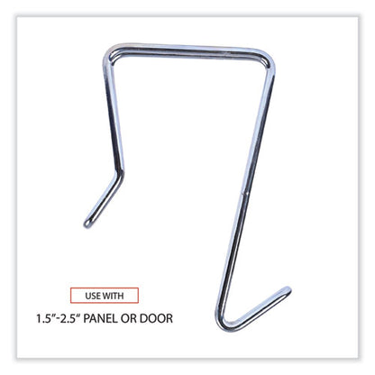 Single Sided Partition Garment Hook, Steel, 0.5 X 3.13 X 4.75, Over-the-door/over-the-panel Mount, Silver, 2/pack