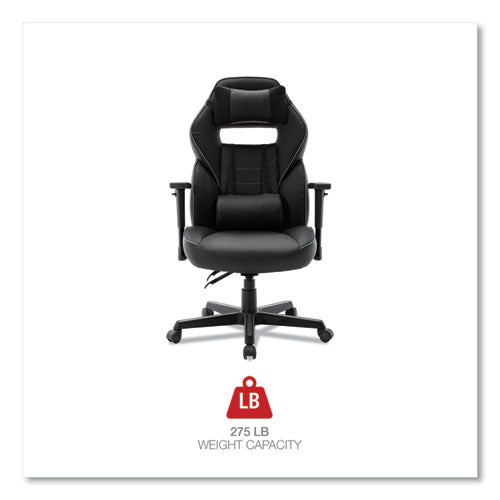 Racing Style Ergonomic Gaming Chair, Supports 275 Lb, 15.91" To 19.8" Seat Height, Black/gray Trim Seat/back, Black/gray Base