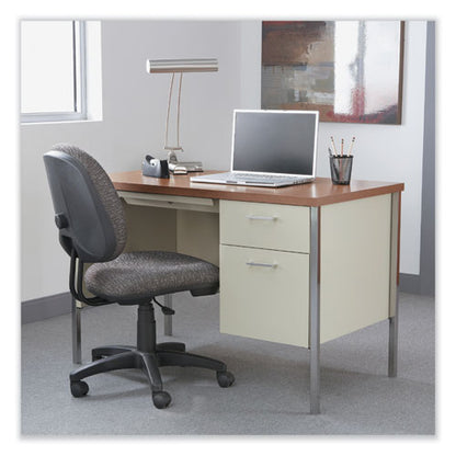 Single Pedestal Steel Desk, 45.25" X 24" X 29.5", Cherry/putty