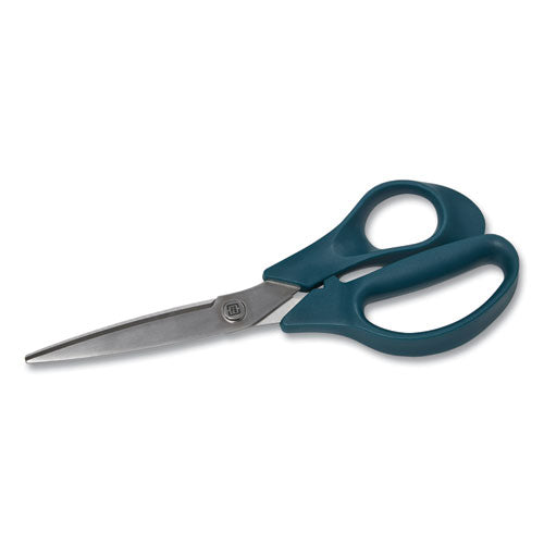 Stainless Steel Scissors, 8" Long, 3.58" Cut Length, Green Straight Handle