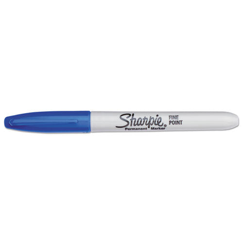 Fine Tip Permanent Marker, Fine Bullet Tip, Blue, Dozen