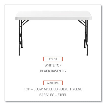 Adjustable Height Plastic Folding Table, Rectangular, 72w X 29.63d X 29.25 To 37.13h, White