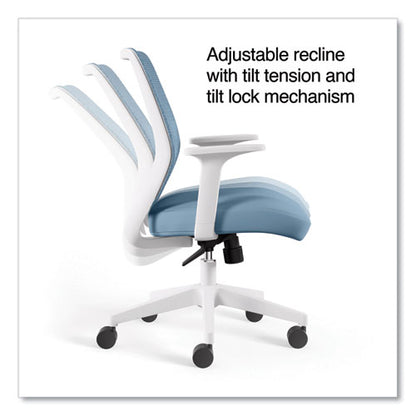 Essentials Mesh Back Fabric Task Chair With Arms, Supports Up To 275 Lb, Seafoam Fabric Seat/mesh Back, White Base