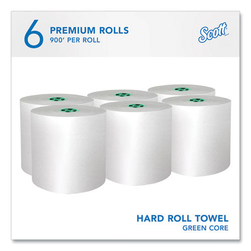 Pro Hard Roll Paper Towels With Absorbency Pockets, For Scott Pro Dispenser, Green Core Only, 1-ply, 7.5" X 900 Ft,6 Rolls/ct