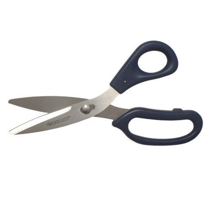 Power Pivot Shears, 8" Long, 3.5" Cut Length, Blue Straight Handle