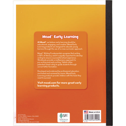 Learn To Letter Writing Tablet With Raised Ruling, Primary Rule, Orange Cover, (40) 10 X 8 Sheets