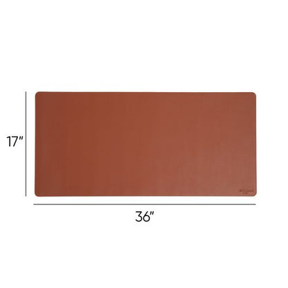 Vegan Leather Desk Pads, 36" X 17", Brown