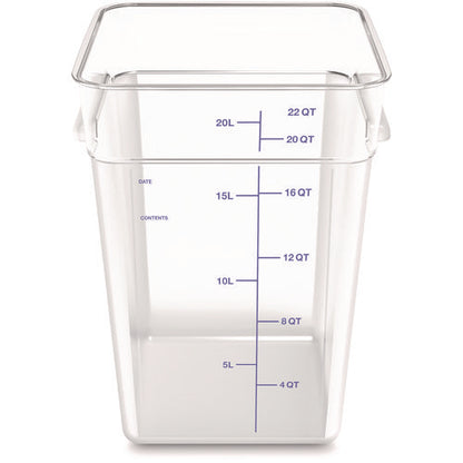 Squares Polycarbonate Food Storage Container, 22 Qt, 11 13 X 11.13 X 15.72, Clear, Plastic