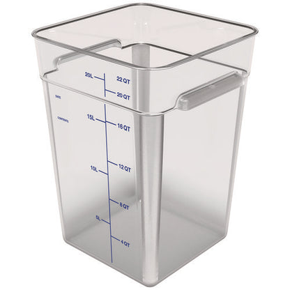 Squares Polycarbonate Food Storage Container, 22 Qt, 11 13 X 11.13 X 15.72, Clear, Plastic