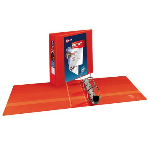 Heavy-duty View Binder With Durahinge And Locking One Touch Ezd Rings, 3 Rings, 3" Capacity, 11 X 8.5, Red, 4/carton