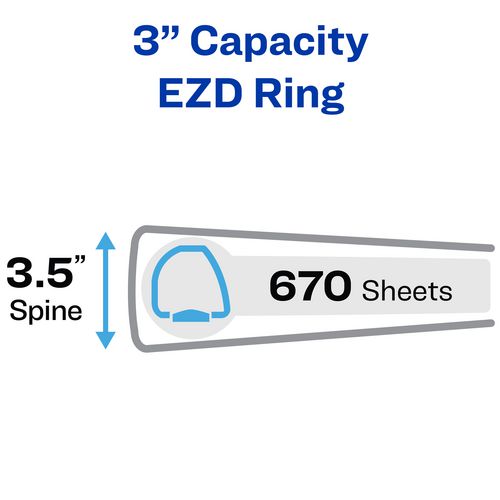 Heavy-duty View Binder With Durahinge And Locking One Touch Ezd Rings, 3 Rings, 3" Capacity, 11 X 8.5, White, 4/carton