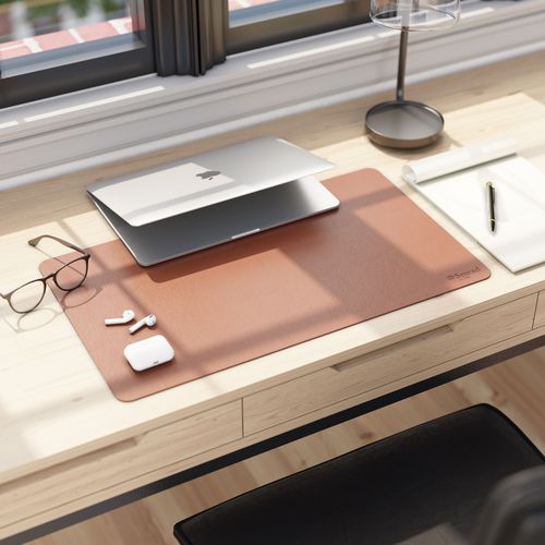 Vegan Leather Desk Pads, 23.6" X 13.7", Brown