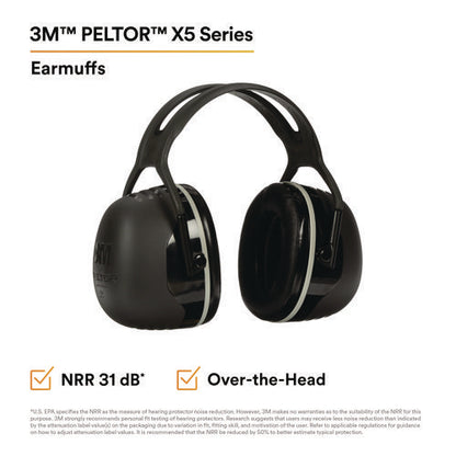 Peltor X Series Earmuffs, Model X5a, 31 Db Nrr, Black