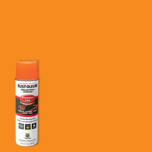 Industrial Choice Precision Line Marking Paint, Flat Fluorescent Orange, 17 Oz Aerosol Can, 12/carton