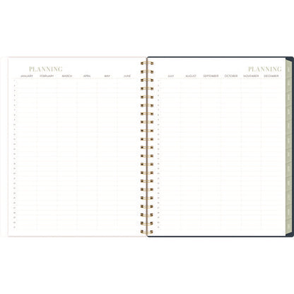 Leah Bisch Weekly/monthly Floral Planner, Floral Artwork, 11" X 9.25", Blue/white/gold Cover, 12-month (jan To Dec): 2025