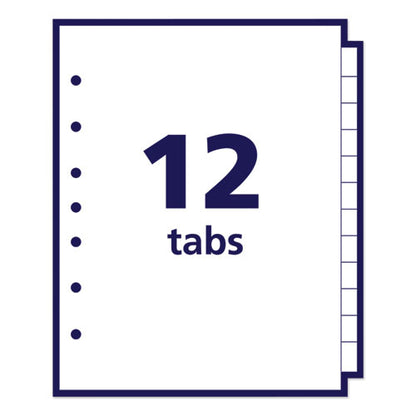 Preprinted Tab Dividers, 12-tab, A To Z, 8.5 X 5.5, White, 1 Set