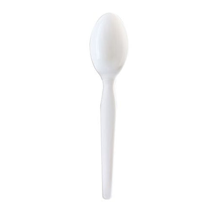 Heavyweight Wrapped Polystyrene Cutlery, Soup Spoon, White, 1,000/carton