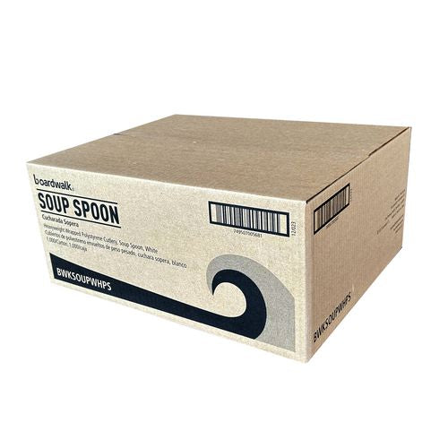 Heavyweight Wrapped Polystyrene Cutlery, Soup Spoon, White, 1,000/carton