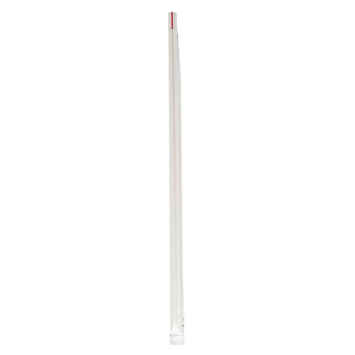 Wrapped Jumbo Straws, 10.25", Polypropylene, Red/white Striped, 2,000/carton