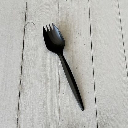 Mediumweight Polypropylene Cutlery, Spork, Black, 1,000/carton