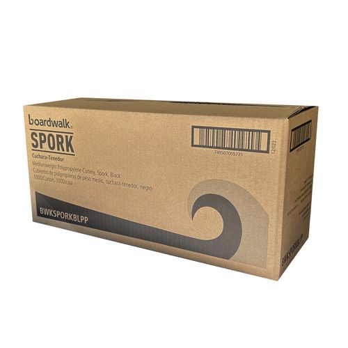 Mediumweight Polypropylene Cutlery, Spork, Black, 1,000/carton